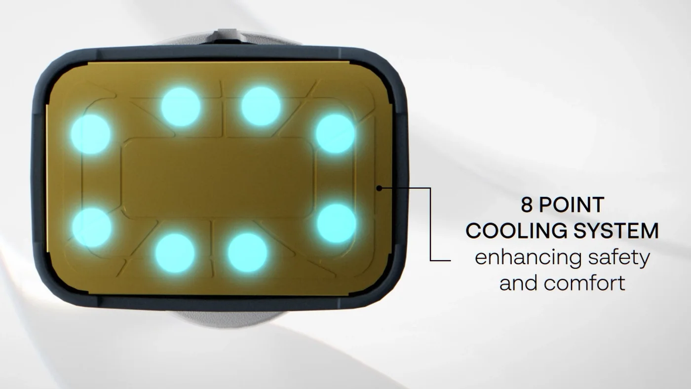 The XERF treatment tip showing its eight-point cooling system